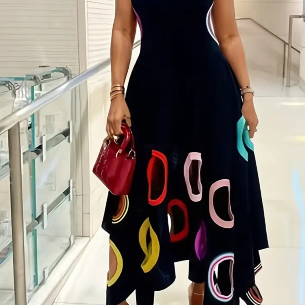 Elegant Multicolor Patterned Elegant Asymmetric H… - image 1